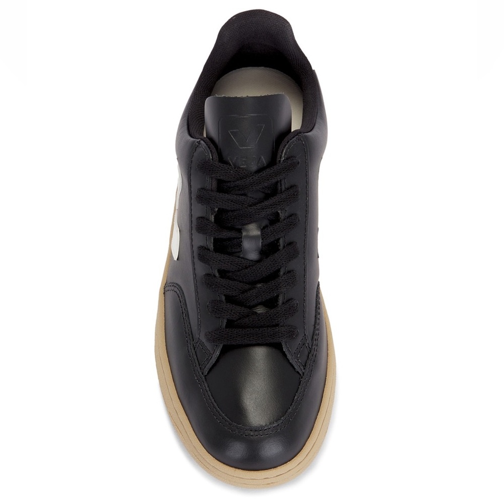 Veja V-12 Sneaker In Black, White, & Dune - Picture 4 of 7